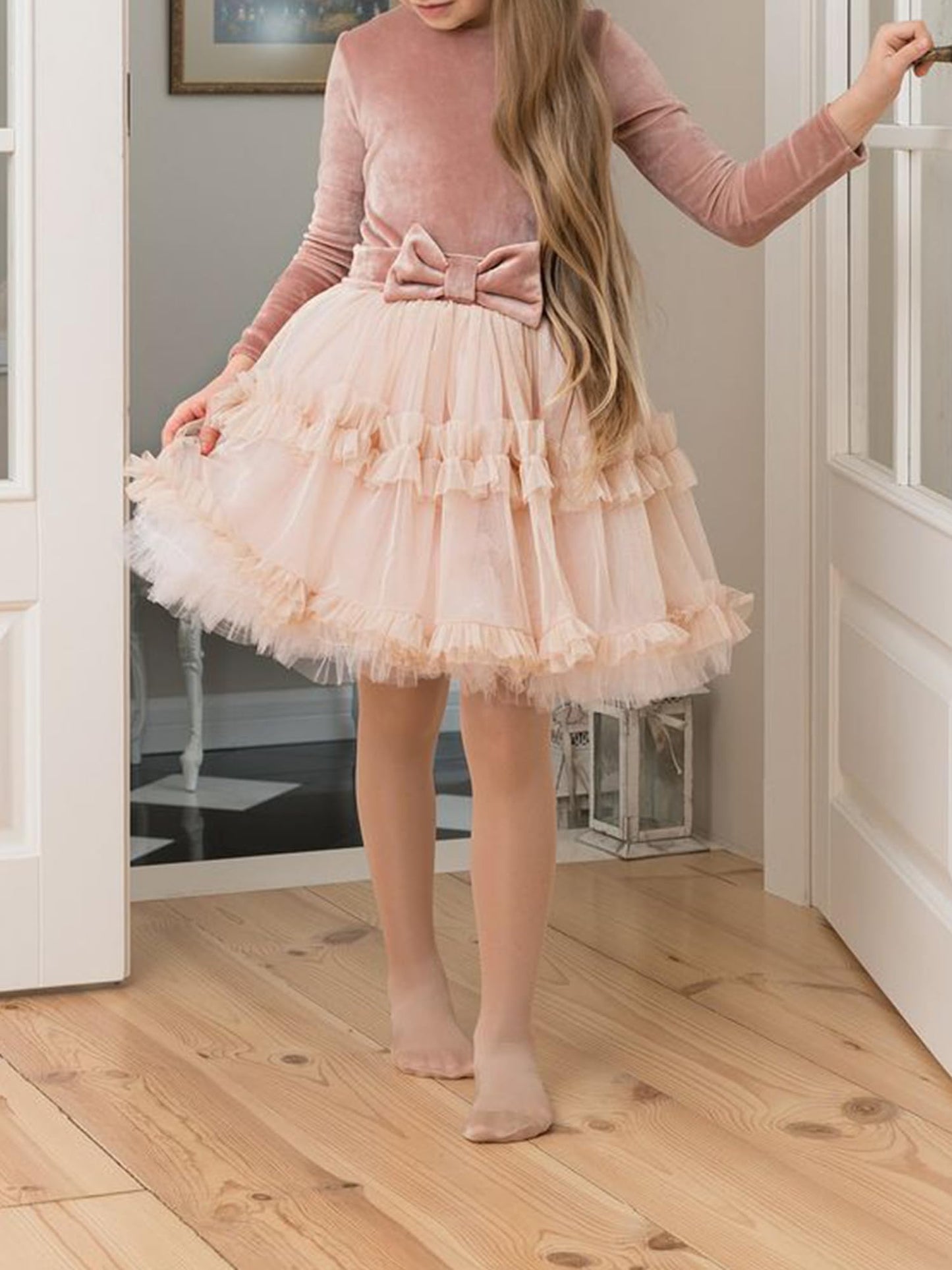 Stelle Girls Ballet Dance Tights Footed Toddler Kid,Tan,6-8 Years