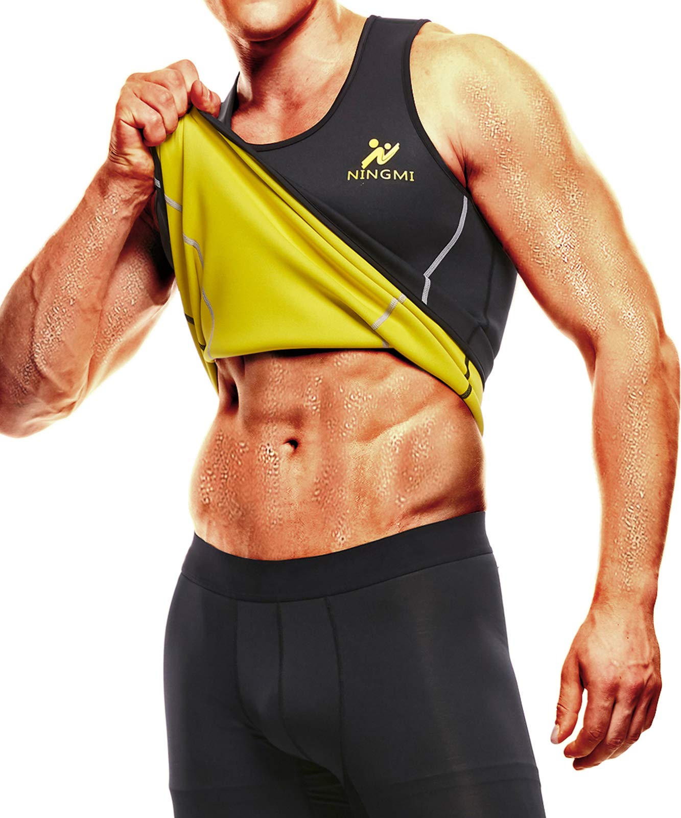 NINGMI Sweat Vest for Men Neoprene Waist Trainer Tank Weighted Vest Waist Trimmer Sauna Suit Running Vest