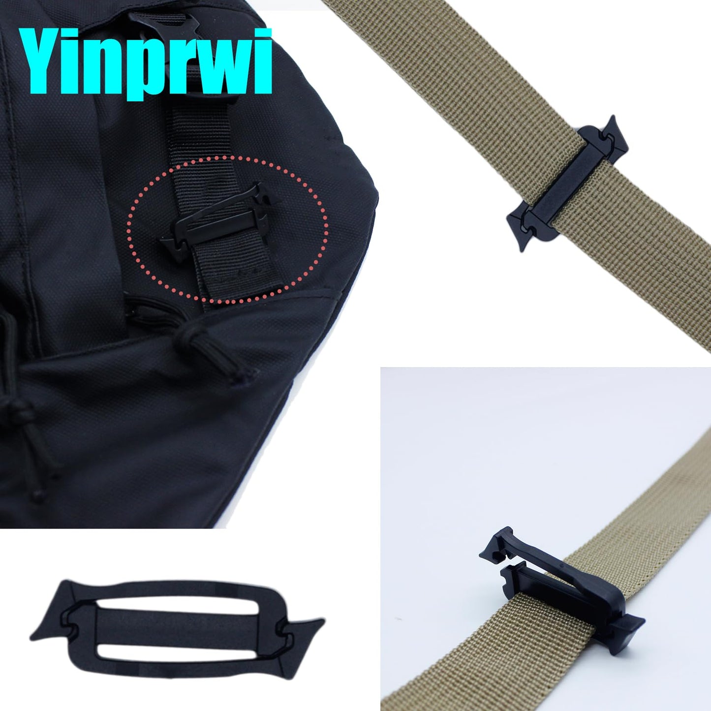 Yinprwi 20PCS 1 Inch/25mm Webbing Connecting Clip Backpack Bag Clips Strap Buckle Tri Glides Slides for Straps on Backpacks and Outdoor Gear