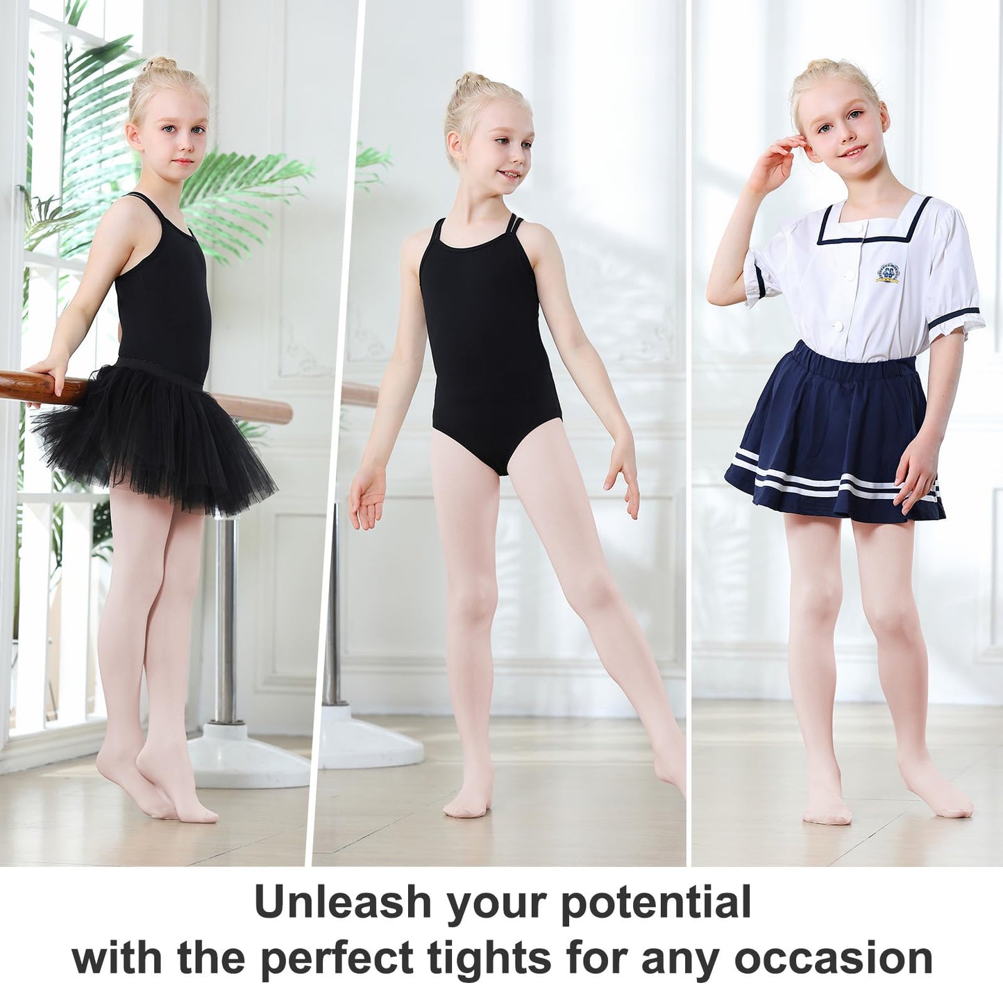DIPUG Ballet Tights for Girls Dance Tights Toddler Thick Soft Footed Kids Pink Stockings Size 2t 3t, 1 Pack
