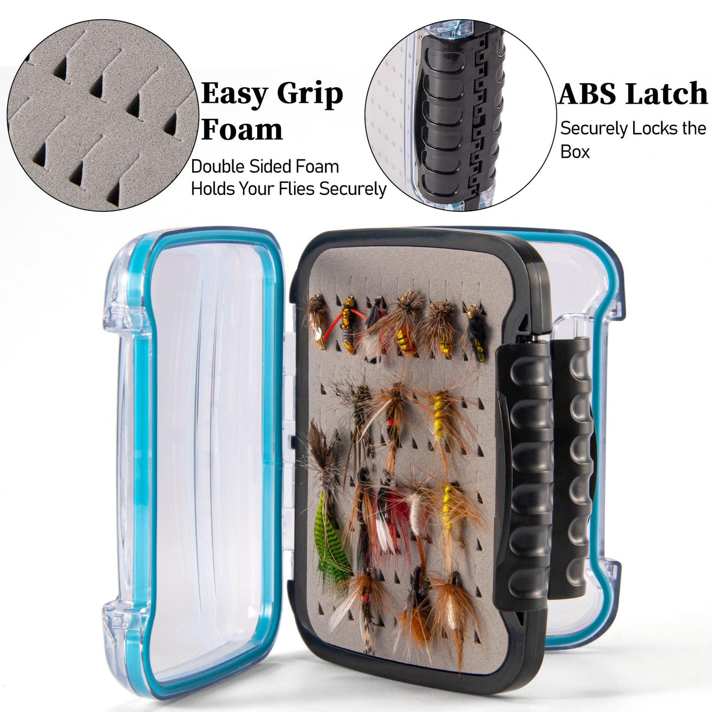 Dr.Fish Fly Fishing Box, Flies Storage Case Waterproof Silicone Double Sided Clam Fishing Jig Boxes Crappie Panfish Trout X-small