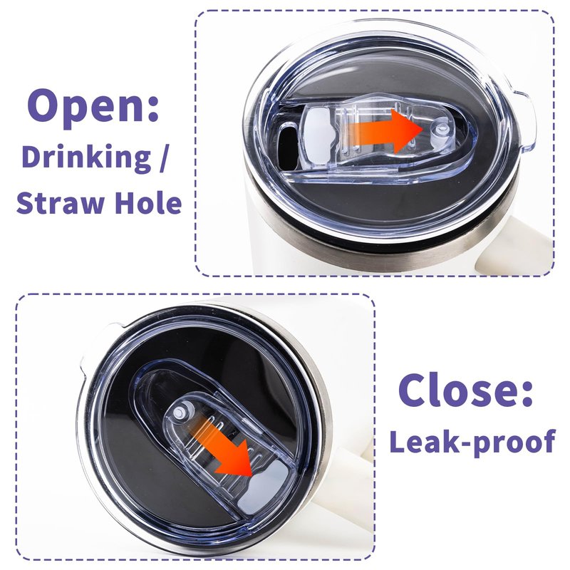 12 oz Press-in replacement lid - Compatible with swig12,18,22 oz Tumbler lid. Pack of 2.(Included 1 straws and 1 Straw brush)