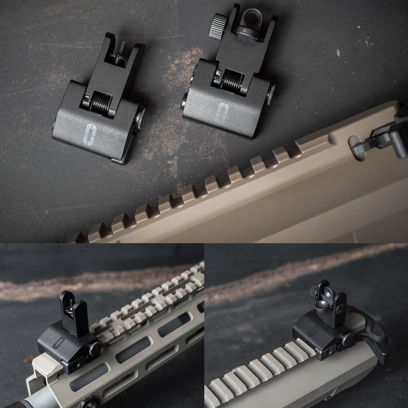 Chaos Ready Flip-Up Iron Sights - Spring Loaded Low Profile Backup Sights for Picatinny Rails | Co-Witness Front & Rear Set