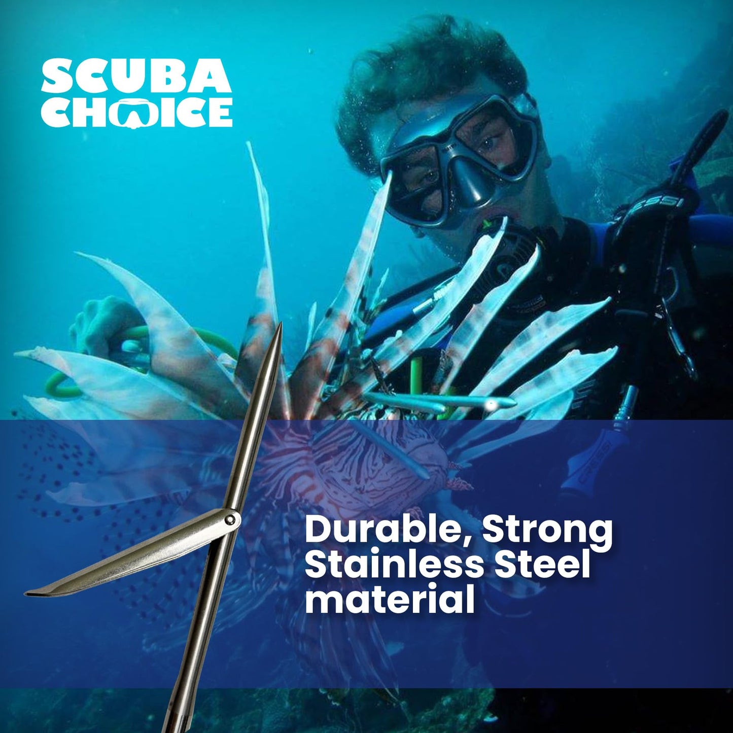 Scuba Choice 12" Stainless Steel Pole Spear Tip 8mm Female Single Barb Head – Durable Replacement Spearfishing Tip for Cold Water & Ice Fishing (Thread Diameter: 14.2mm, line: 1.25mm)