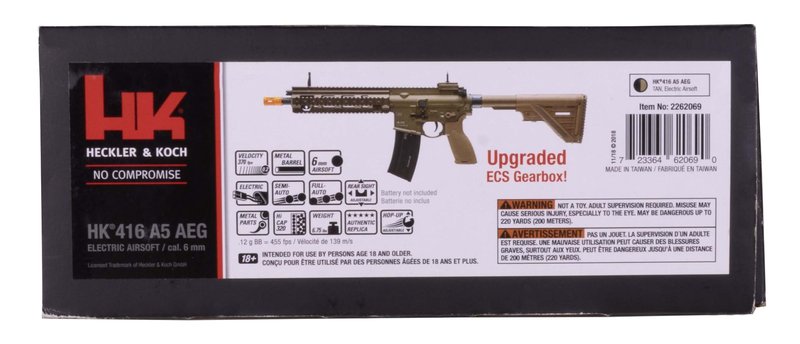 HK Heckler & Koch 416 A5 AEG Automatic 6mm BB Rifle Airsoft Gun, Tan