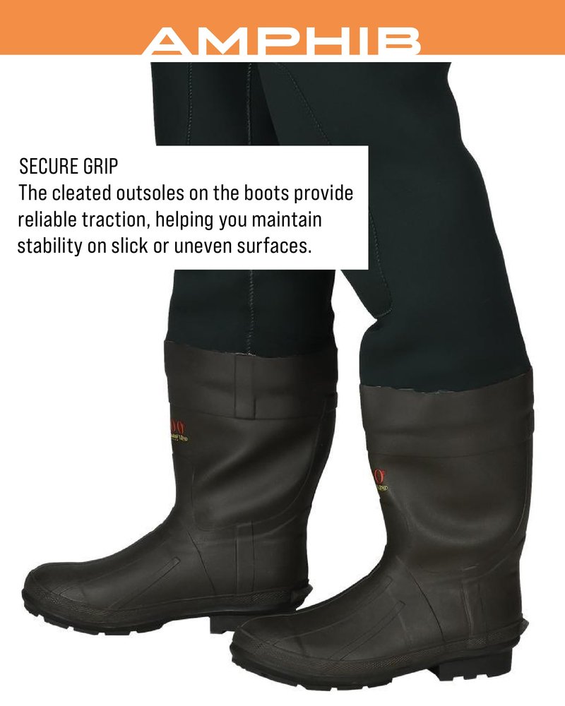 FROGG TOGGS Men's Amphib Neoprene Waterproof Fishing Bootfoot Chest Wader for Fishing, Cleated, 11