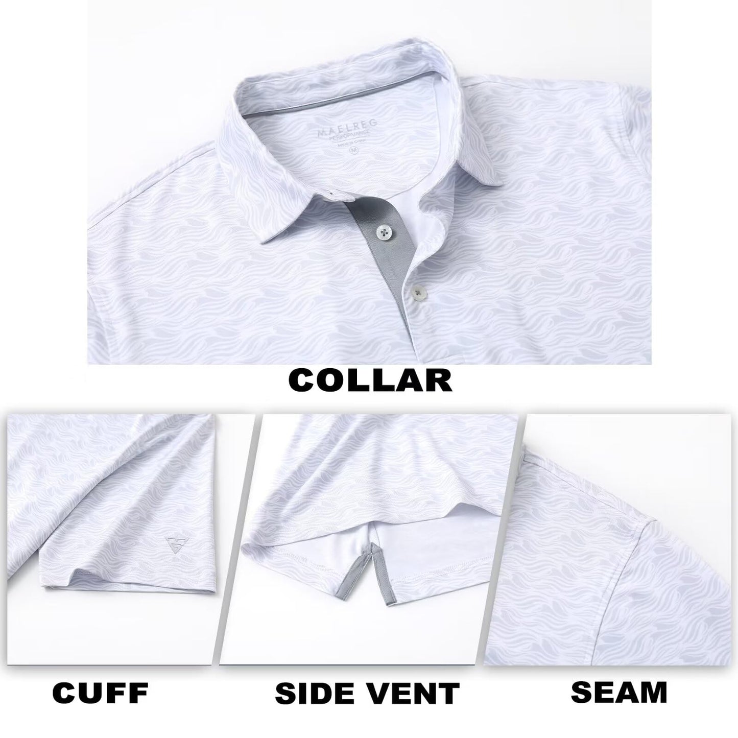M MAELREG Golf Shirts for Men Dry Fit Print Patterns Performance Moisture Wicking Mens Polo Shirts Short Sleeve