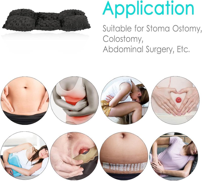 BNRendles Ostomy Seatbelt Pillow, Ostomy Driving Protector, Stoma Shiled Ileostomy Urostomy Riding Guard, No Squeezing, Ostomate Must Have Supplies, Minky Dot Black