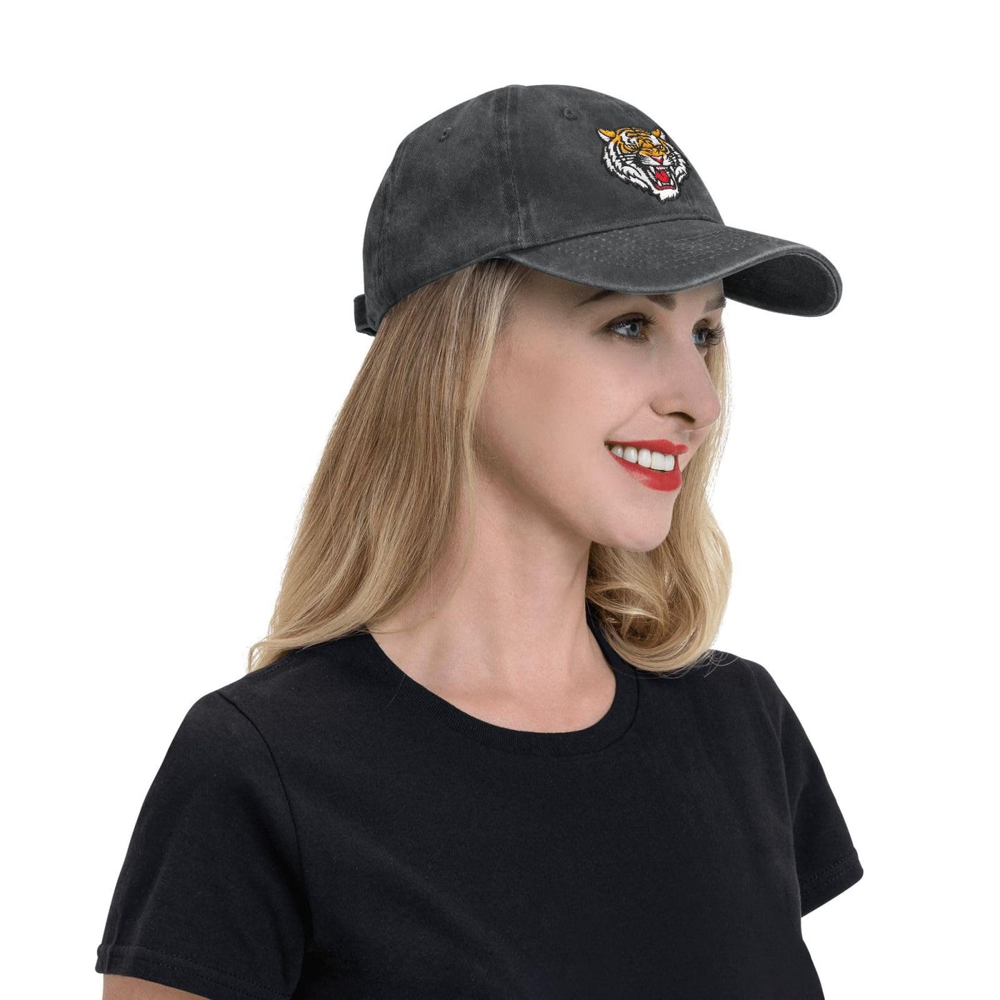 Tiger Embroidered Hat for Men Women Dad Hat Baseball Cap Adjustable Unisex Black