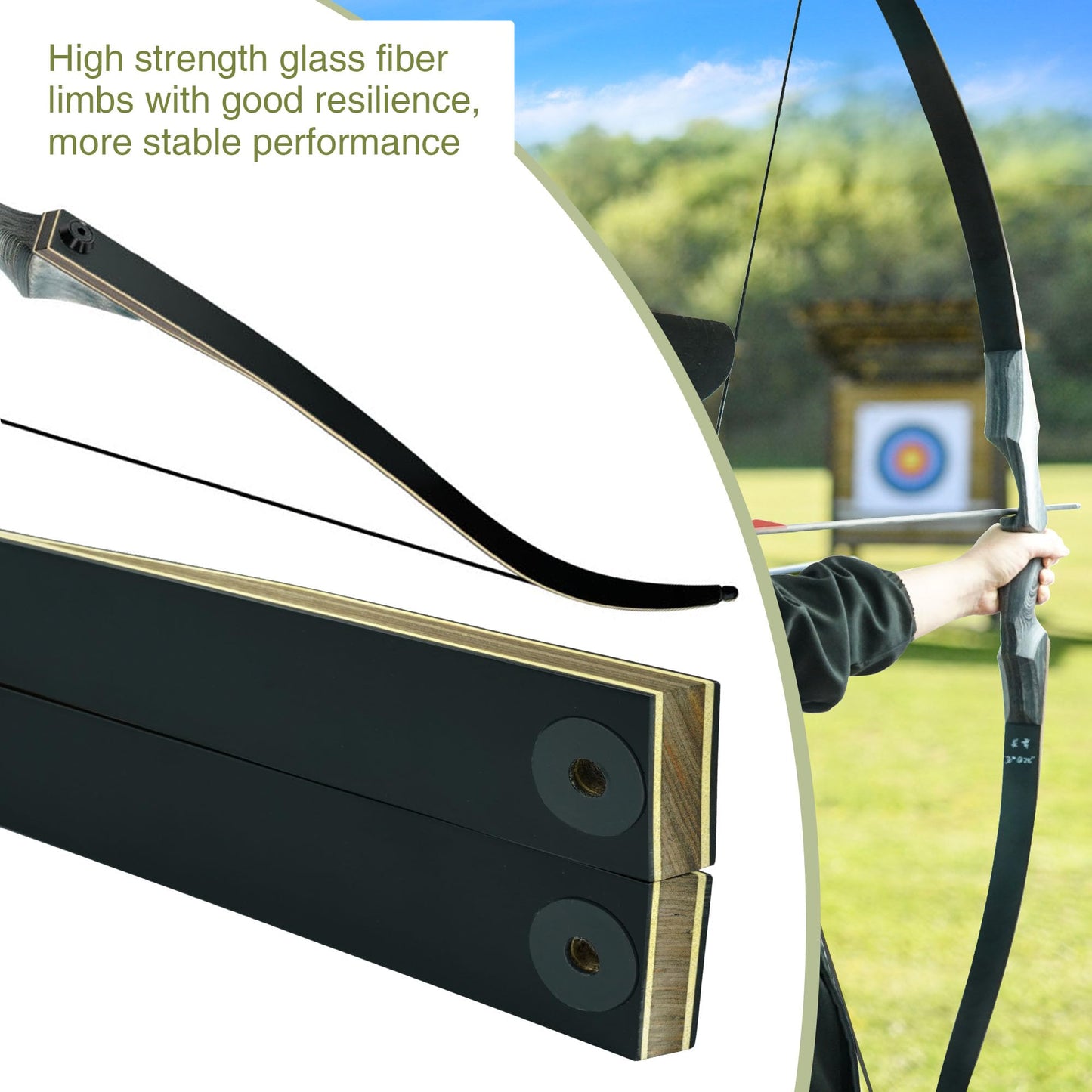 Black Hunter Takedown Recurve Bow, 60" Right Handed with Ergonomic Design for Outdoor Training Practice (60 lb, Right Hand)