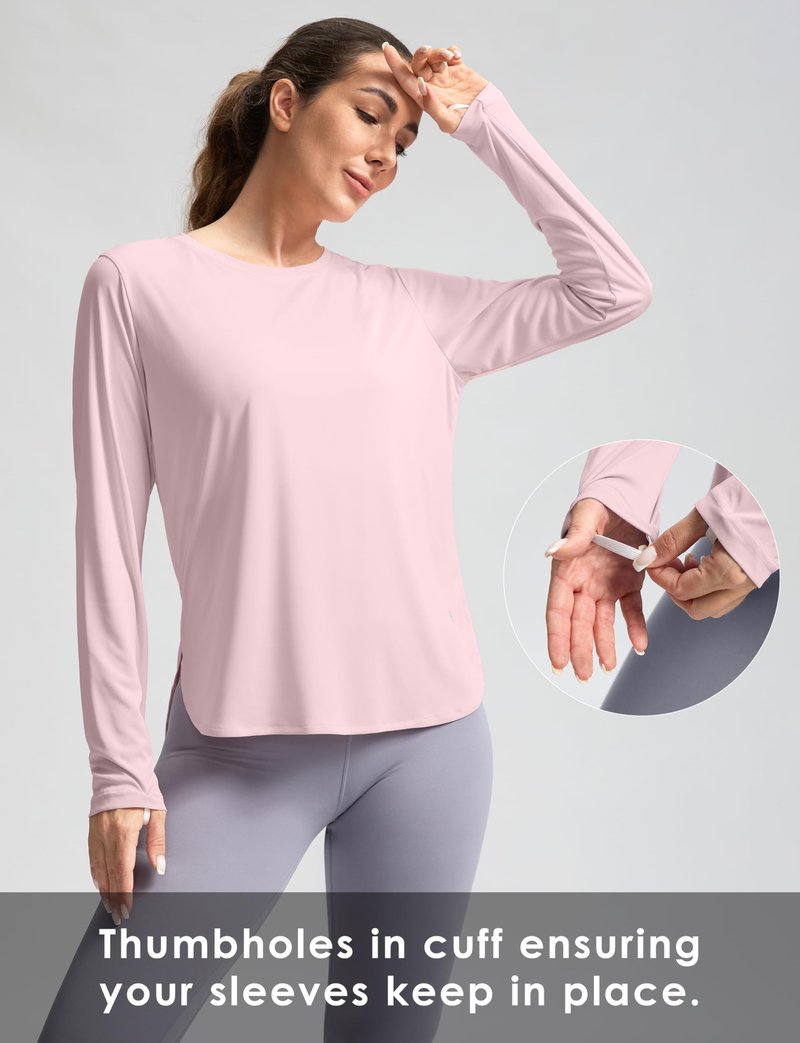 Women's Sun Shirts UPF 50+ Long Sleeve UV Protection Shirt Lightweight Quick Dry Workout Hiking Tops for Women(Seashell Pink,XS)