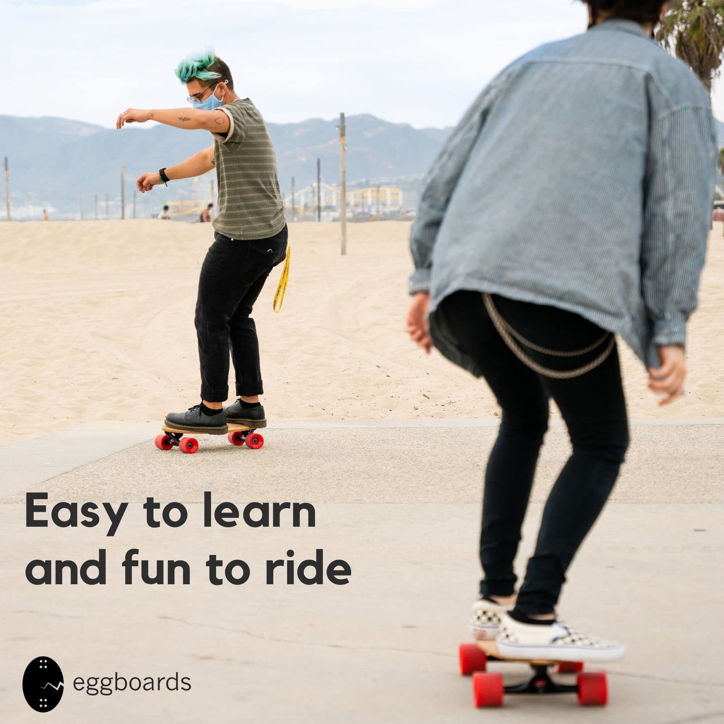 Eggboards Mini Longboard Cruiser Skateboard Complete | 19'' x 9'' | Portable Bamboo Cruiser Board. Easy to Carry, Smooth to Ride. Short Long Boards Skateboards for Adults, Beginners, Kids Skateboard.