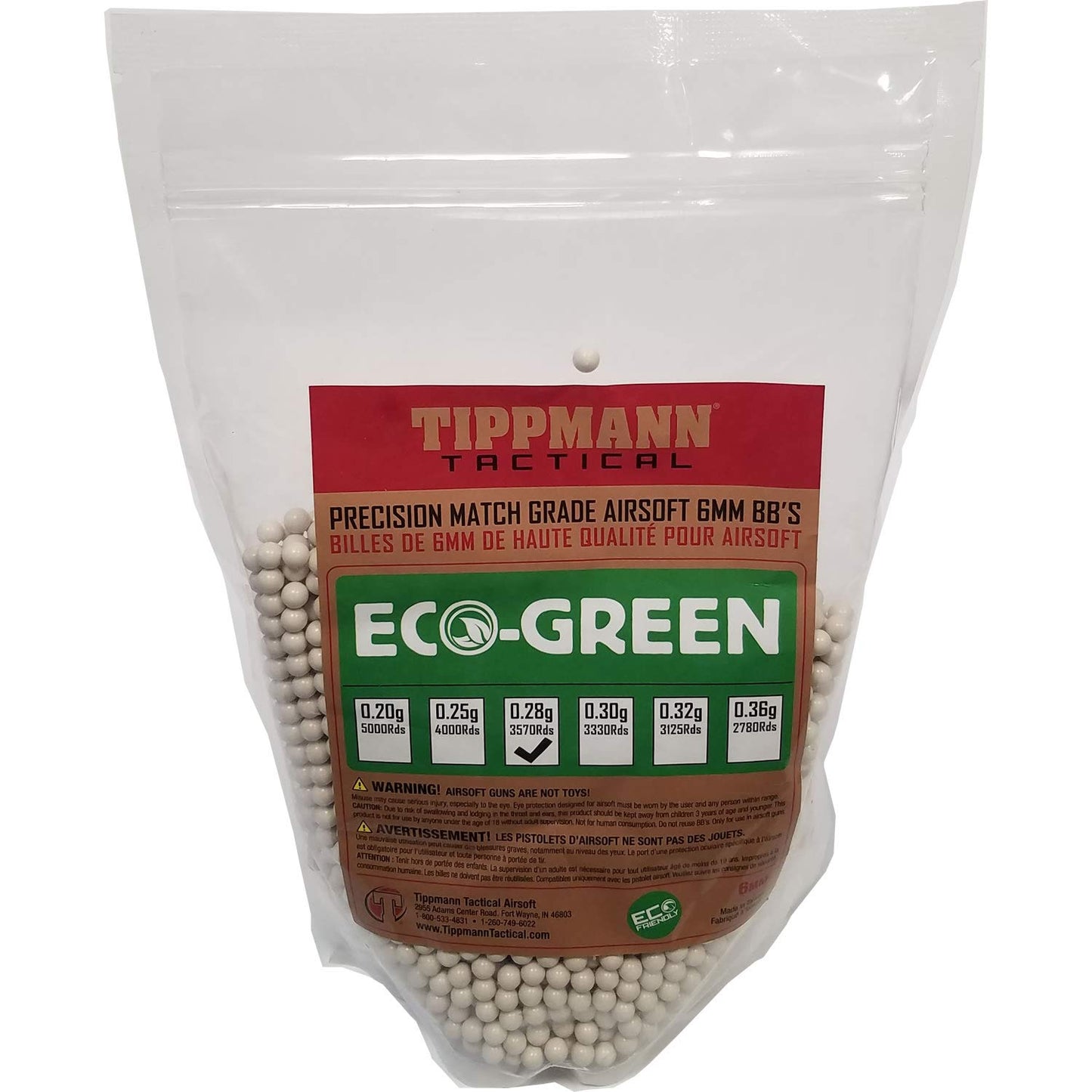 Tippmann ECO-Green Precision Match Grade 6mm Airsoft BB's White
