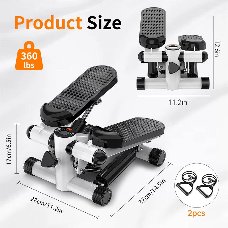 Steppers for Exercise at Home, Mini Stepper with Resistance Bands - Quiet, 360LBS Weight Capacity Portable Stair Stepper for Buttocks Lifting & Body Shaping, Compact Fitness Stepper for Small Spaces