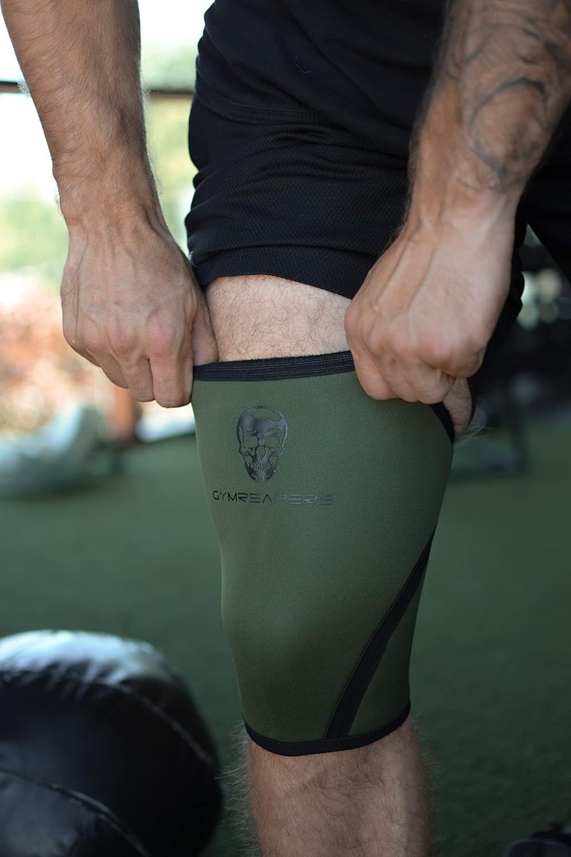 Knee Compression Sleeves for Squats & Weightlifting - 7MM Neoprene Support | Military Green/Black, XX-Large