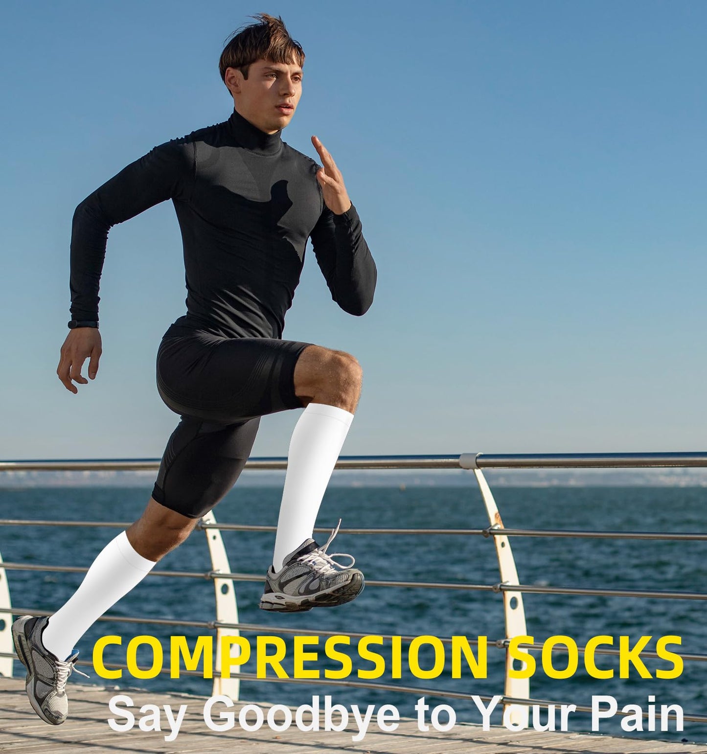 BLONGW Compression Socks for Women & Men Circulation (4 Pairs) 15-20 mmHg is Best Support for Nurses Running Hiking Travel,Large-X-Large