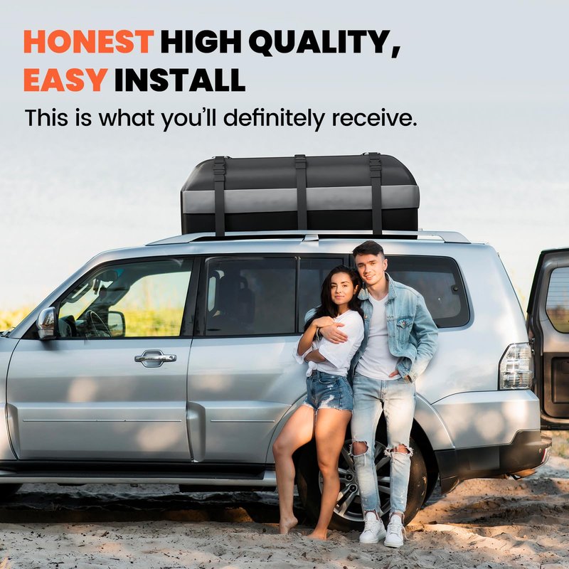 Asinking Car Rooftop Cargo Carrier Bag - 100% Waterproof Heavy Duty Car Roof Luggage Carrier 15 Cubic Feet, Fits All Vehicles with/Without Roof Rack - Easy Install & Triply Reinforced for Secure Use