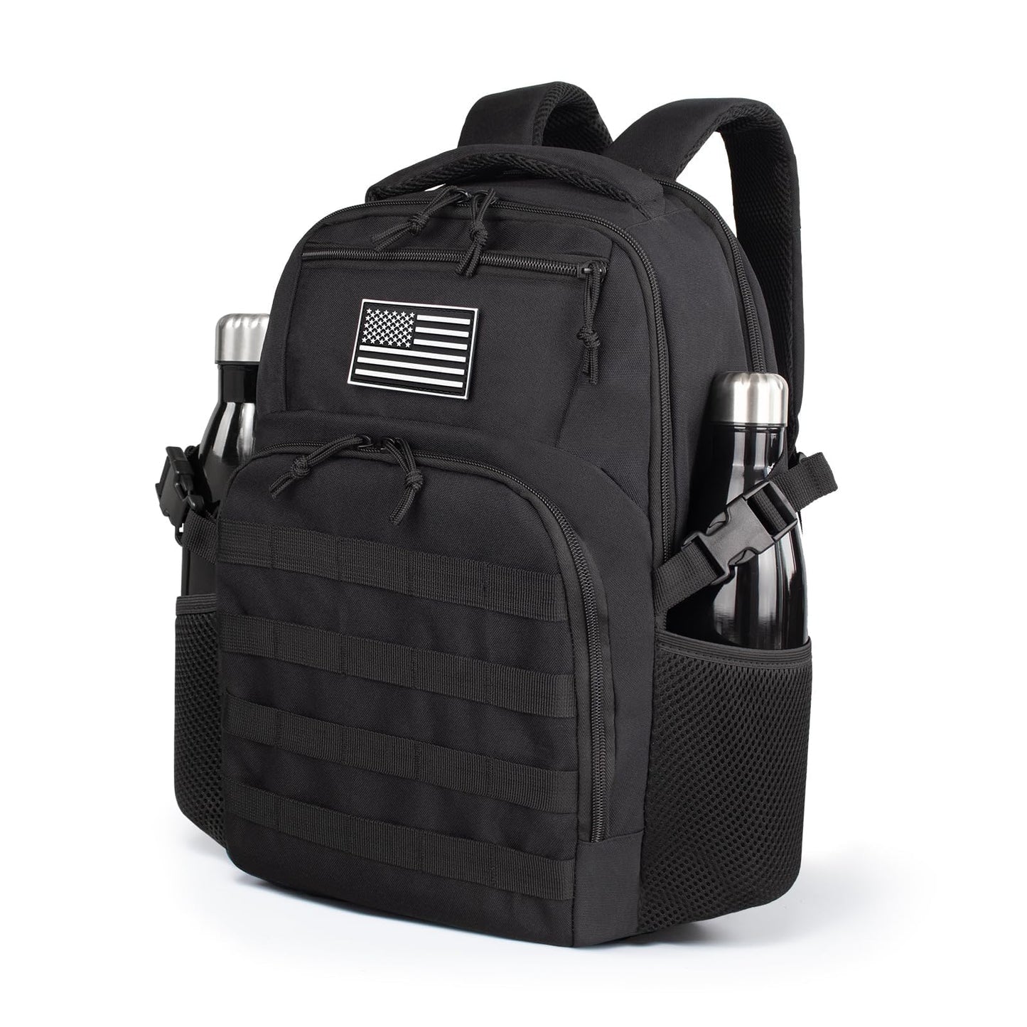 TBNBO Military Tactical Backpack for Travel Hiking,Black Backpack for Men with Bottle Holder, 30L Small Laptop Backpack for Work, Men's Assault Bag Back Pack