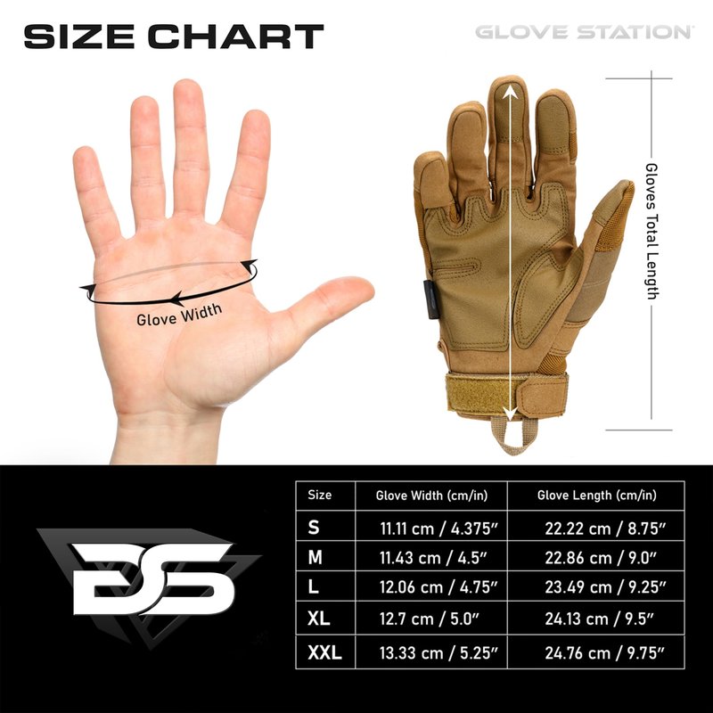 Glove Station Hand Protective Gloves for Men - Touchscreen Motorcycle Riding Gloves for Airsoft, Hiking & Outdoor Work - Tan, XX-Large
