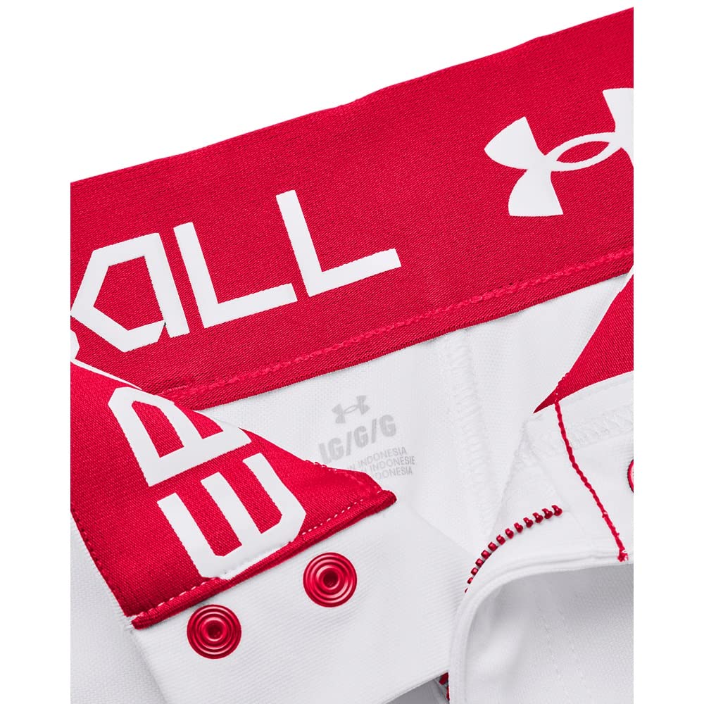 Under Armour Men's Utility Baseball Straight Leg Pant Pipe 22, (103) White/Red/Red, 3X-Large