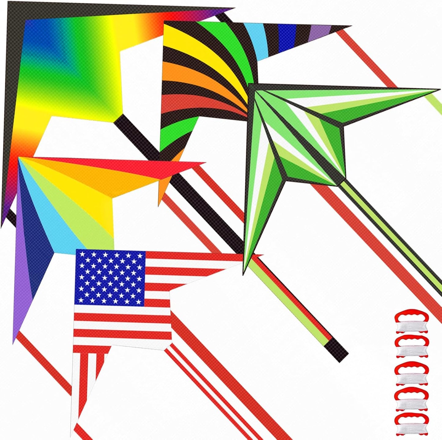 Rainbow Butterfly Kites - 5 Pack Easy to Fly Delta Kites for Kids & Adults | Colorful Outdoor Fun for Ages 4-12