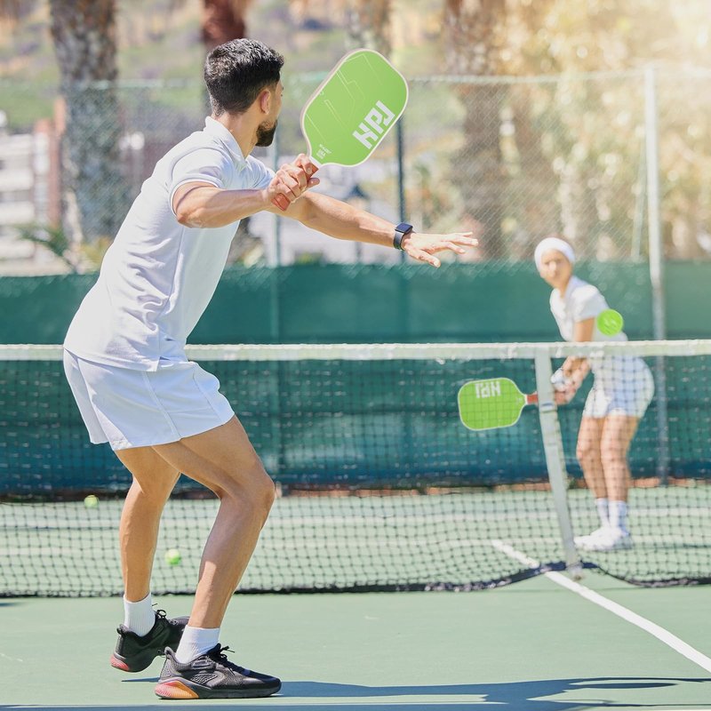 HUDEF Pickleball Paddles, USAPA Approved Pickle Ball Paddles Set of 2, Graphite and Fiberglass Pickleball Paddles, Polypropylene Honeycomb Core Paddle Rackets, 4 Outdoor Balls and Carry Bag Green