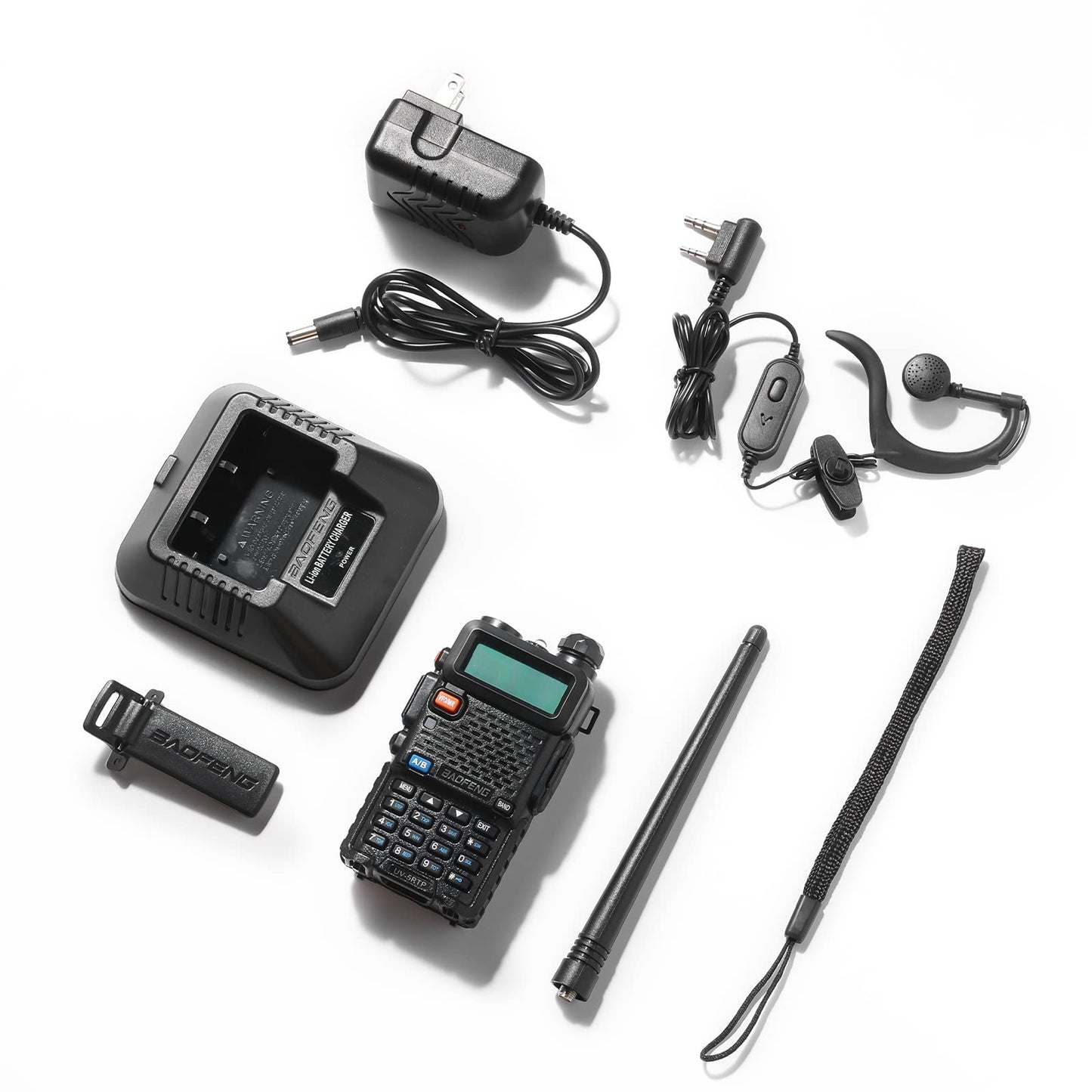 Baofeng UV-5R 8W Dual Band Two Way Radio, UV-5RTP Ham Radio Handheld with Earpiece, 1800mAh Battery, Desktop Charger, 128CH, Support VOX, Chirp Programming, Black