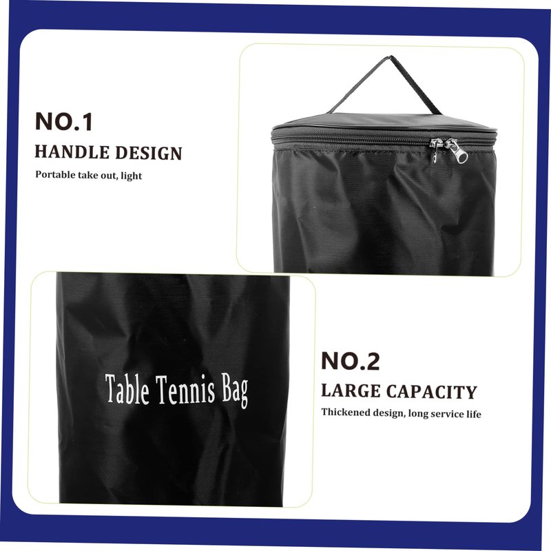 Kisangel Table Tennis Bag Portable Storage Pouch with Zipper and Handle Large Capacity Table Tennis Ball Holder for Training Home and Outdoor Use