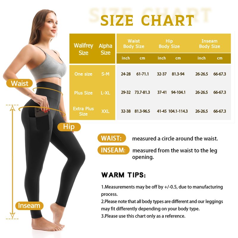 Walifrey Leggings with Pockets for Women 3 Pack, High Waist Womens Leggings (Black LXL)