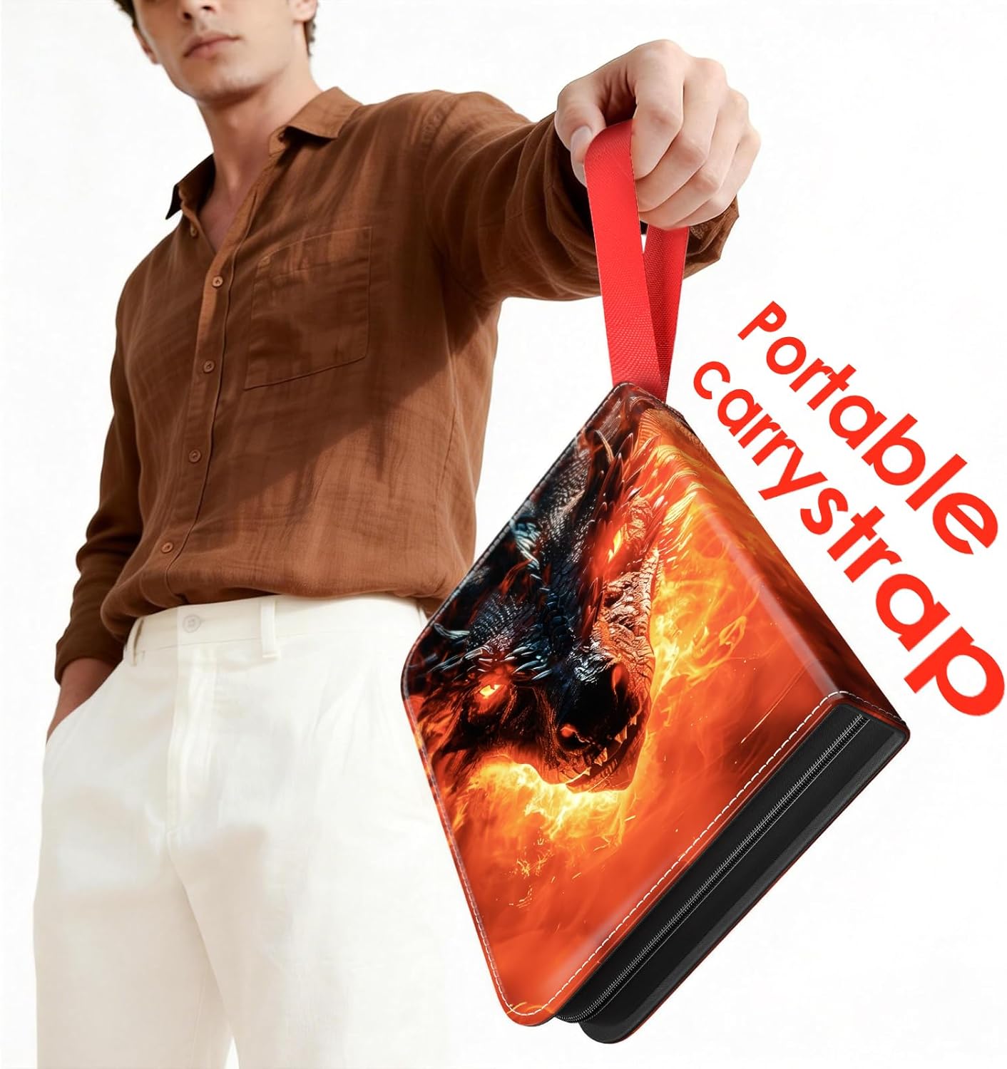 Trading Card Binder - Waterproof PU 400-Pocket Holder | Portable Zippered Album for MTG/TCG Collectibles