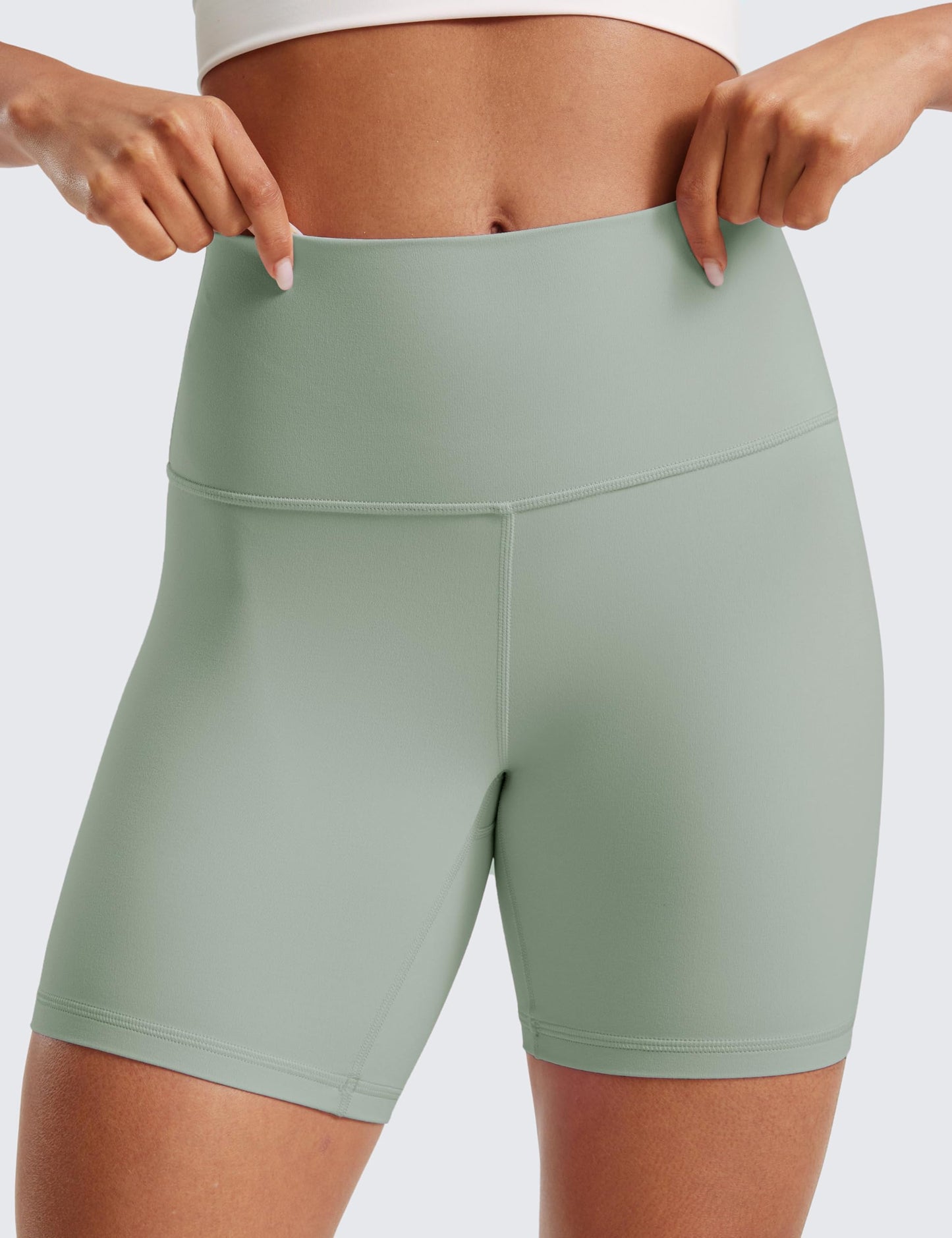 CRZ YOGA Butterluxe Biker Shorts 6" Green Palm Court X-Small