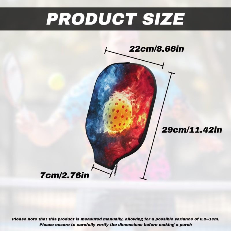 Entornuest Pickleball Flame Pickleball Bag for Men and Women Pickleball Paddle Cover Pickleball Racket Sleeve Portable Pickleball Paddle Cover Organizer Bag with Zipper