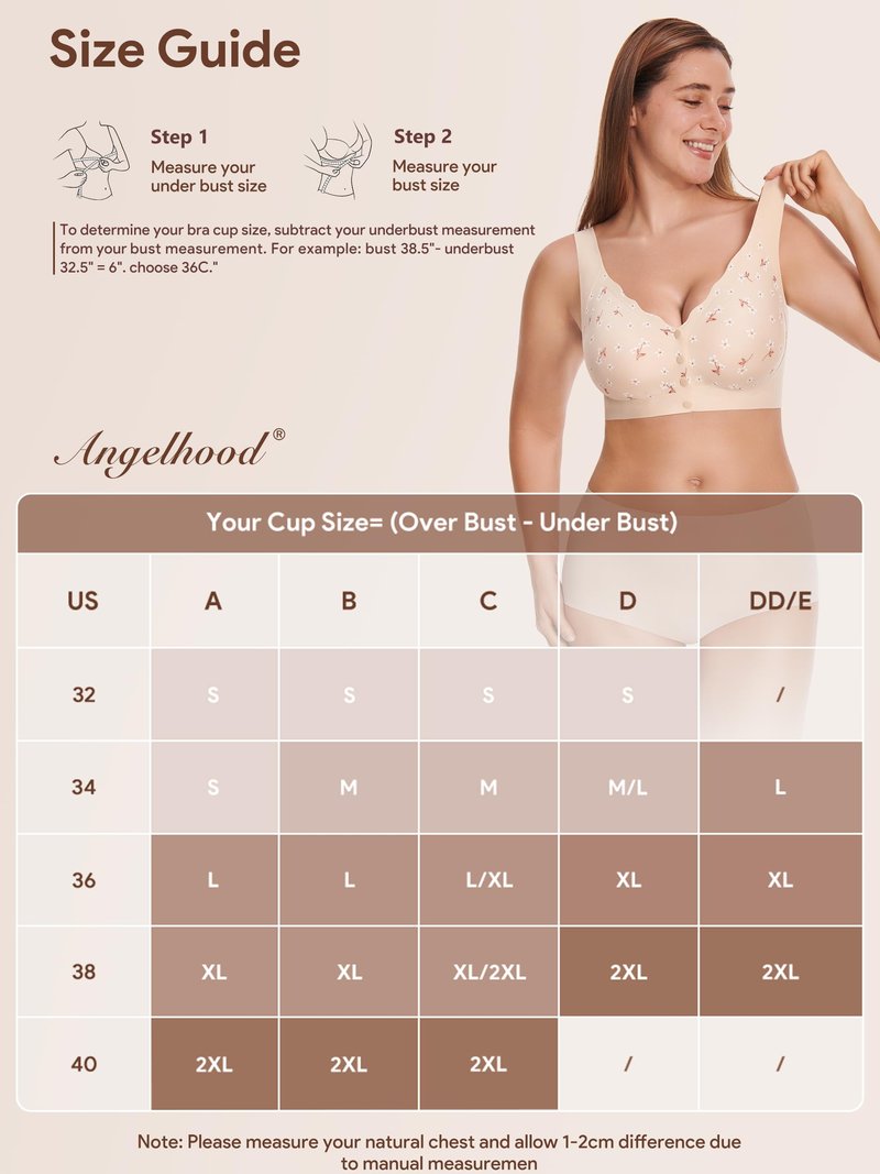 Wireless Daisy Jelly Bras for Women, Front Closure Seamless Bra Post Surgery Comfort No Underwire Push Up Bralettes Beige