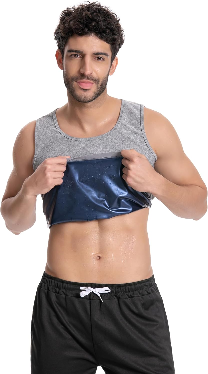 Men's Sauna Shirt - Short Sleeve Sauna Suit for Effective Sweat & Body Shaping | Gym Exercise Tank Top
