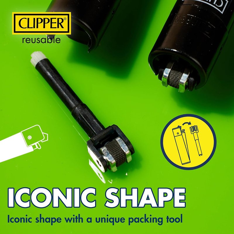 Classic Large Reusable Lighter - Premium Refillable Butane Lighters | 12 Pack Assorted Designs