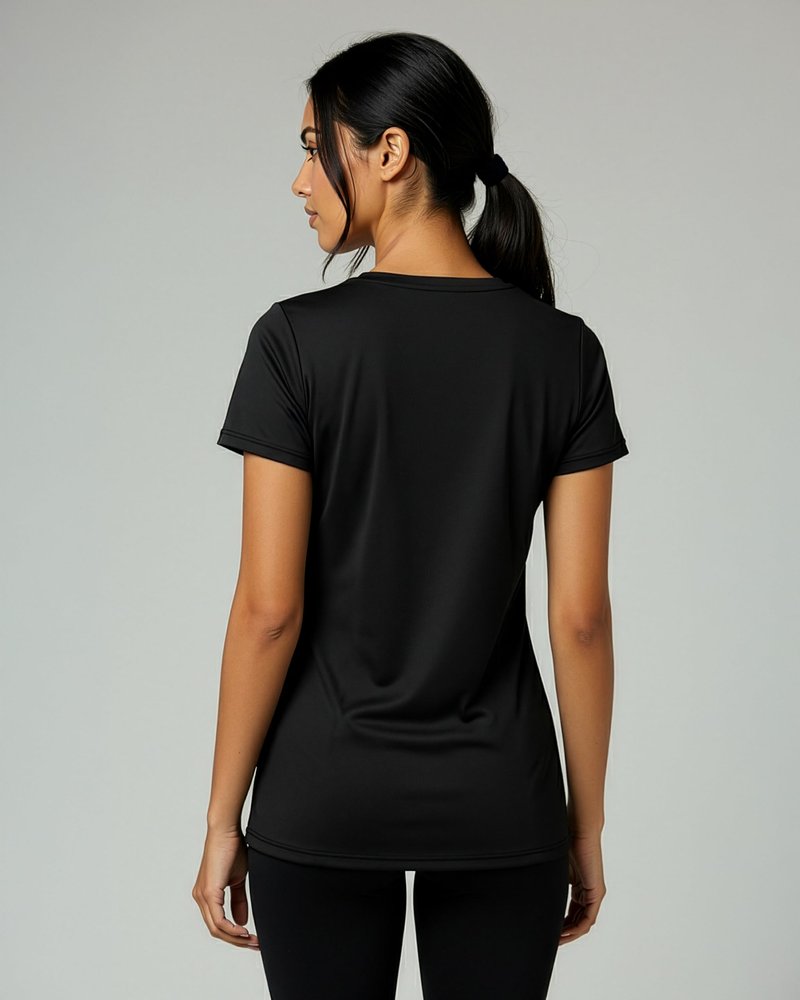Real Essentials 5 Pack: Women's Dry-Fit Short Sleeve V Neck T Shirt Workout Fitness Yoga Top Tee, Set 9, M