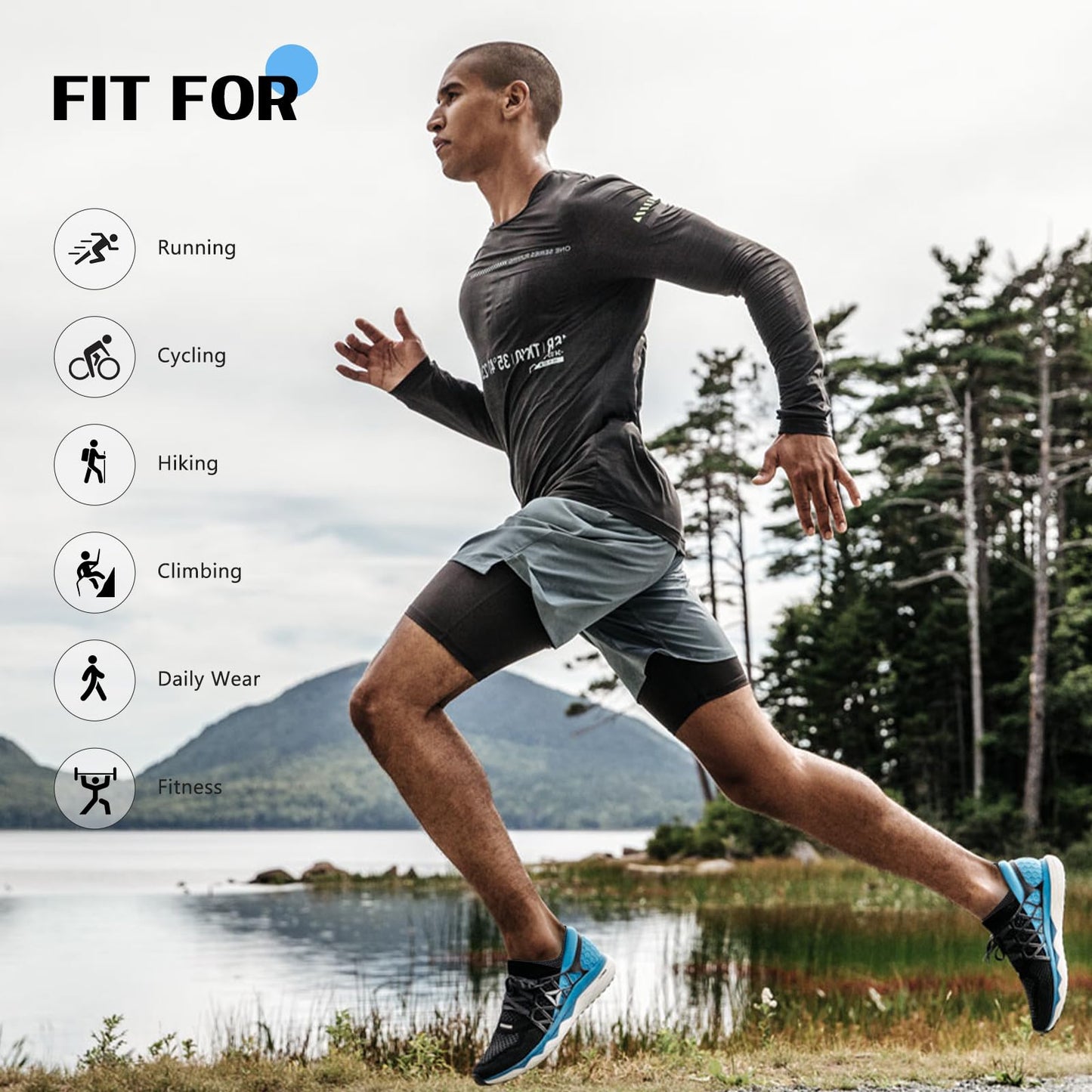 FYTUTESE Mens Socks Ankle Running Athletic Low Cut Cushioned Moisture Wicking Short Socks for Men 5 Pairs Black Size 9-12
