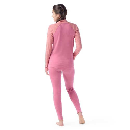 Smartwool Women's Standard Classic Thermal Merino Base Layer 1/4 Zip, Garden Pink Digi Snow