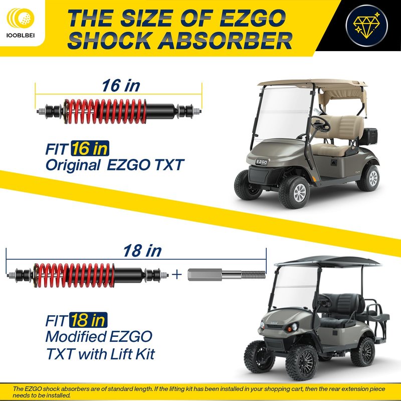 IOOBLBEI EZGO Golf Cart Heavy Duty Coil Spring Shock Absorber for TXT/Medalist 1994-UP, EZGO TXT Front and Rear Shock Absorber, Replaces OEM# 70928-G01, 76418-G01, 70630-G01 (Red)