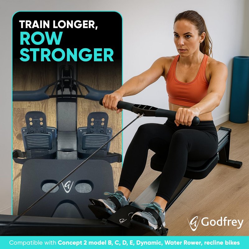 GODFREY Ergo Booster Grip Rower Pad - 25mm Neoprene Seat Cushion with Textured Rubber Surface for Concept 2 Rowing Machine, Water Rower & Recline Bikes (Black)