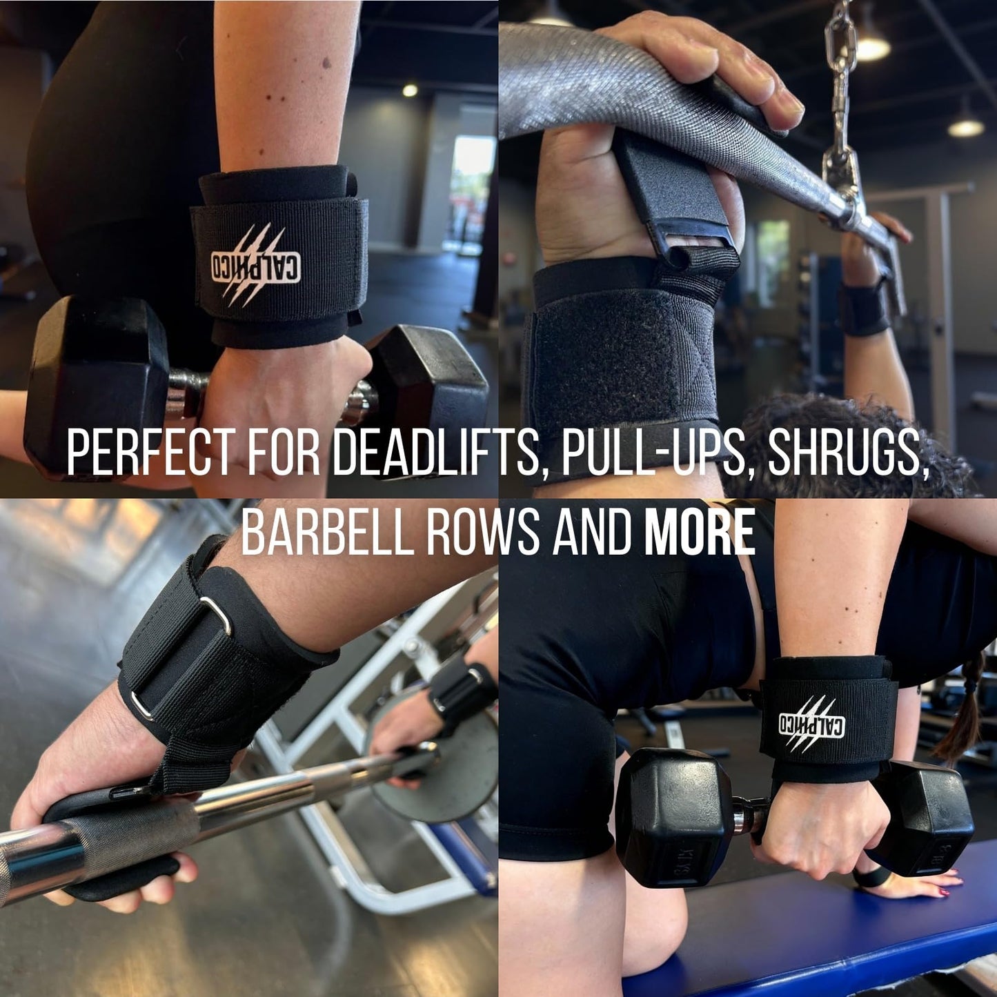 Lifting Hooks for Weight Training – Heavy Duty Steel with Ergonomic Lifting Straps & Wrist Support – Enhanced Grip