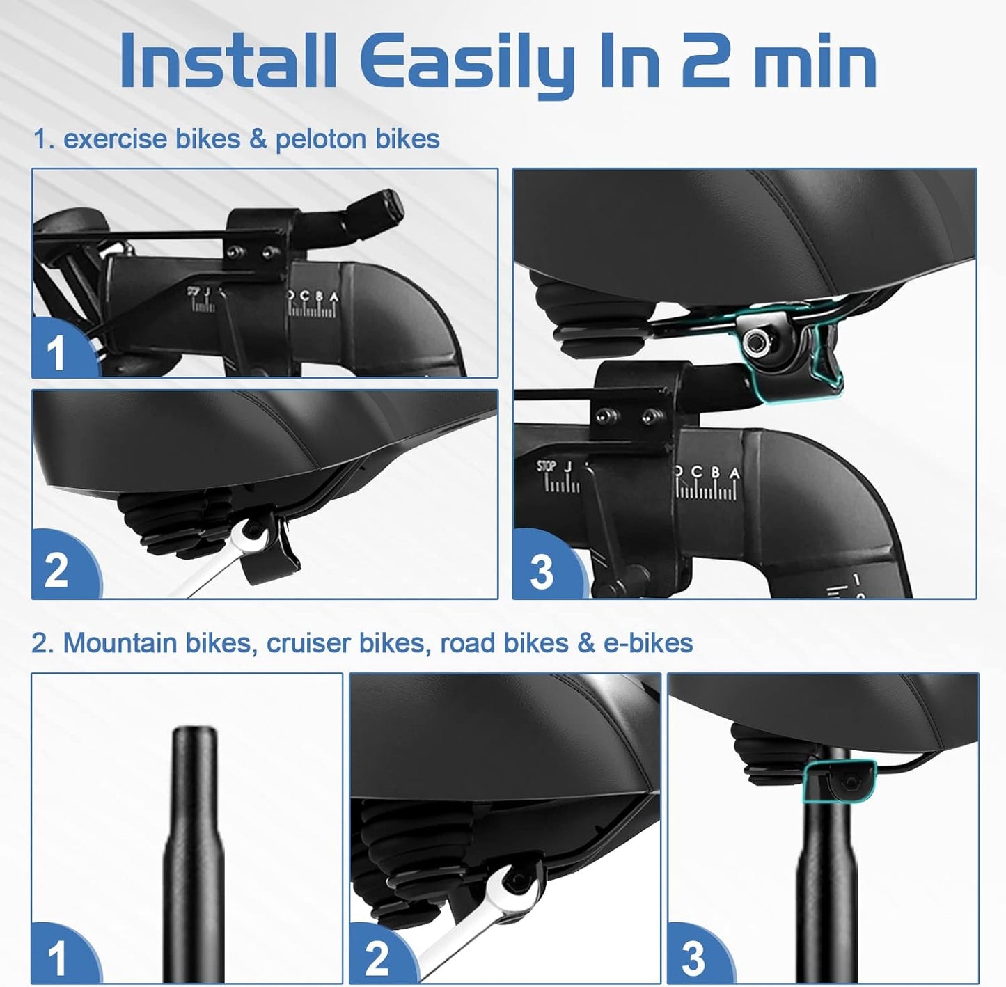 Comfortable Bicycle Seat - Oversized Saddle for Men & Women | Fits Peloton, Exercise, Electric & Mountain Bikes