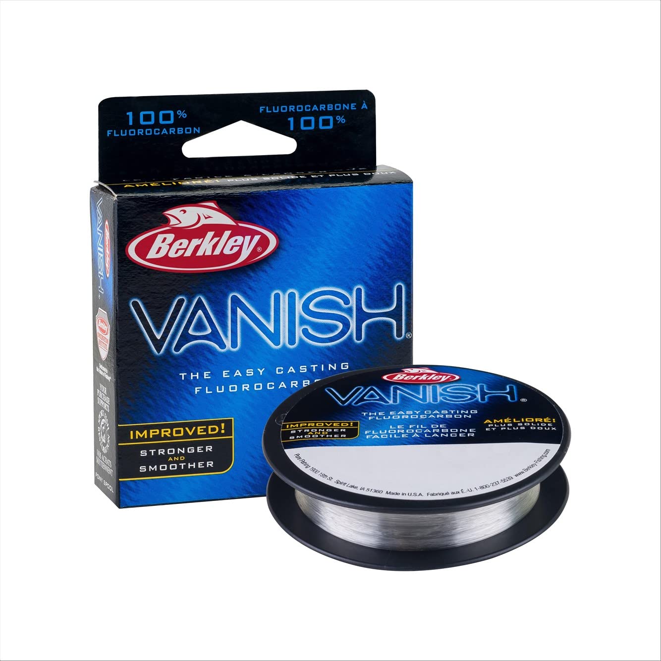 Berkley Vanish®, Clear, 8lb | 3.6kg, 110yd | 100m Fluorocarbon Fishing Line, Suitable for Saltwater and Freshwater Environments