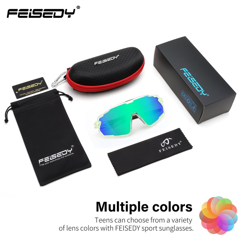 FEISEDY Kids Teens Baseball Polarized Sunglasses Lightweight Frame UV400 Sports Cycling Shades for Boys Girls B0190