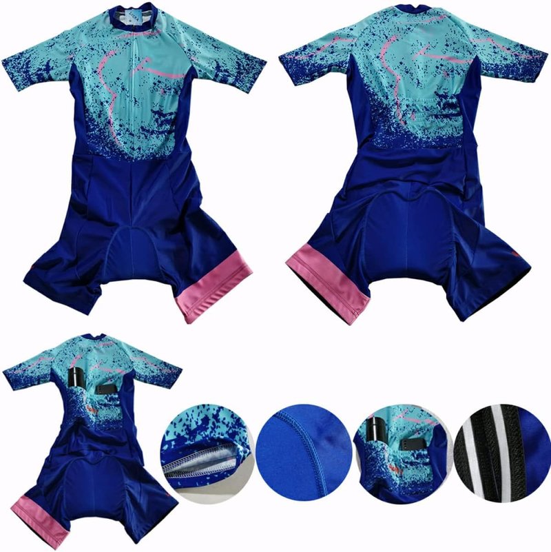 Women's Triathlon Suit - One-Piece Short Sleeve Cycling Skinsuit | Professional Jersey in White