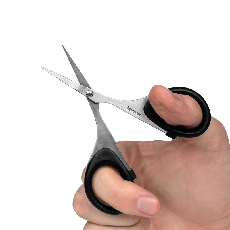 Kershaw Skeeter 3 Precision Fine Tip Scissors, Black, Stainless Steel Blades, Multi-Purpose Scissors for Fly Tying and Trimming, for Cutting Deer Hair, Wire and Tinsel