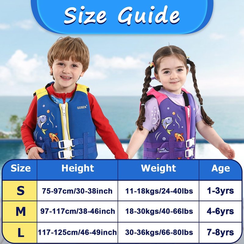 Kids Swim Vest - Adjustable Floaties for 24-66 lbs | Safe Swimming Aid for Ages 2-6