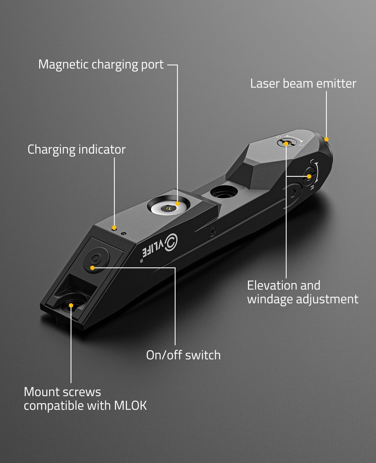 CVLIFE Green Laser Sight Compatible with M-Lok and Picatinny Rail, Tactical Laser Sight with Magnetic Rechargeable