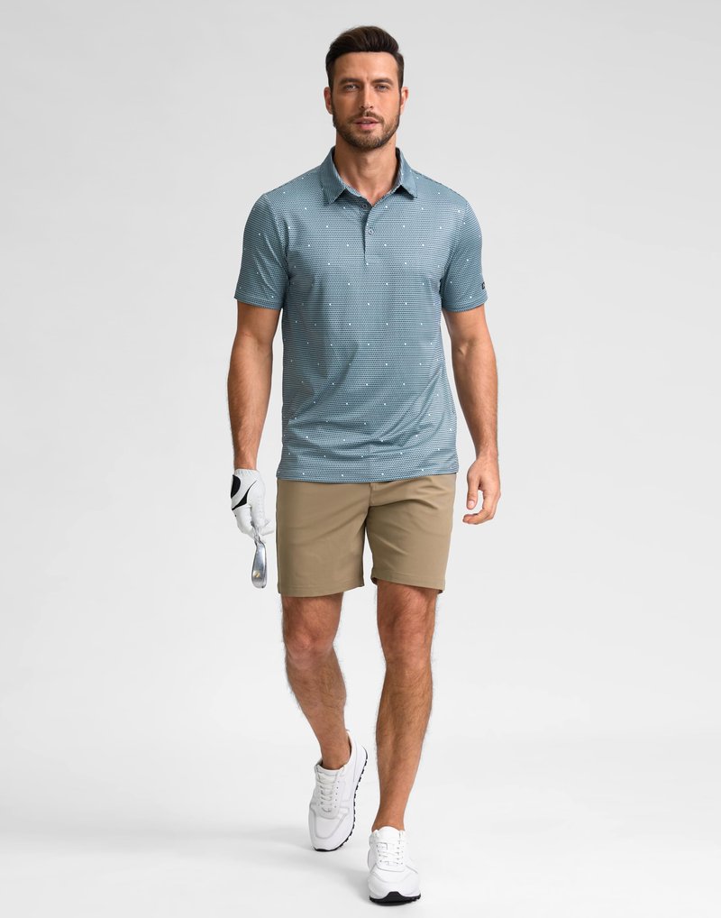 Obla Mens Golf Polo Shirts Short Sleeve Dry Fit Performance Moisture Wicking Casual Print Collared Golf Shirts for Men(Gray Flag_M)