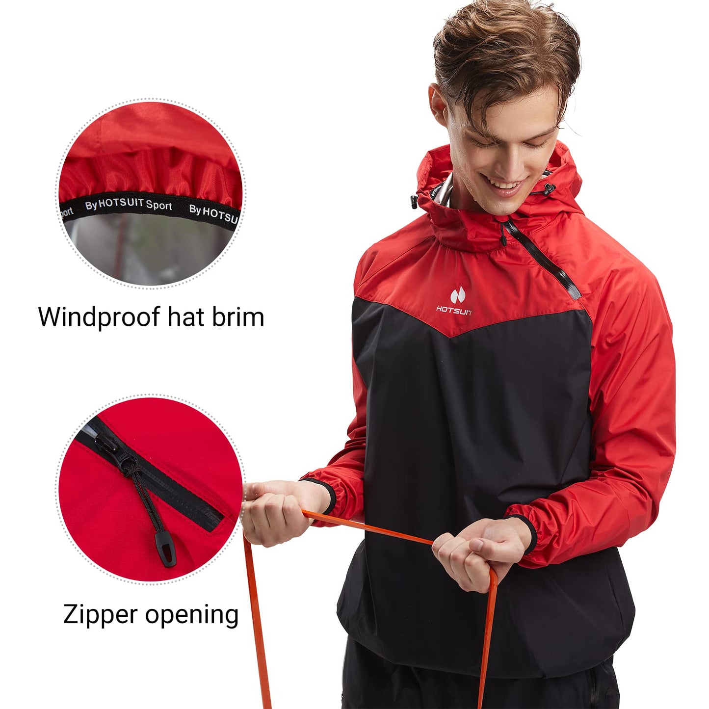 HOTSUIT Sauna Jacket for Men & Women Weight Loss Workout Vest Sauna Shirts 7 Colors, Red, 5XL